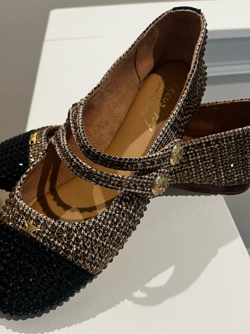 Sam Edelman, Circus NY Embellished Two-Tone Mary Jane Flats - Black & Brown